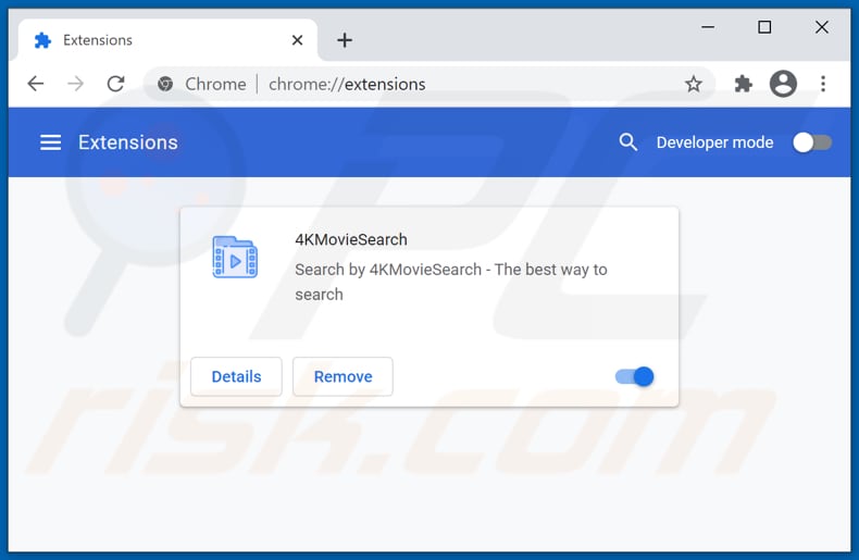 Removing 4kmoviesearch.com related Google Chrome extensions