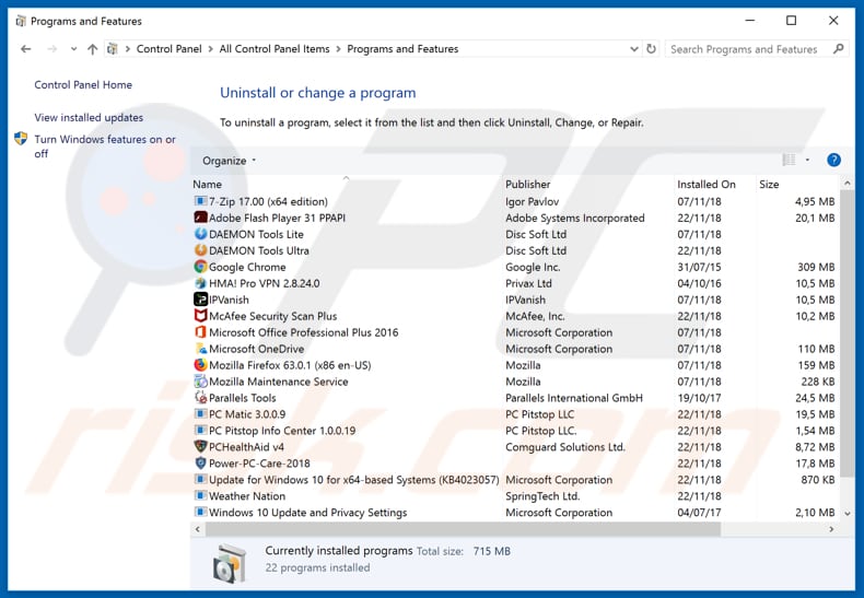 4ksportsearchs.com browser hijacker uninstall via Control Panel