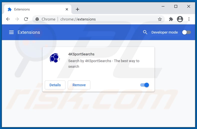 Removing 4ksportsearchs.com related Google Chrome extensions