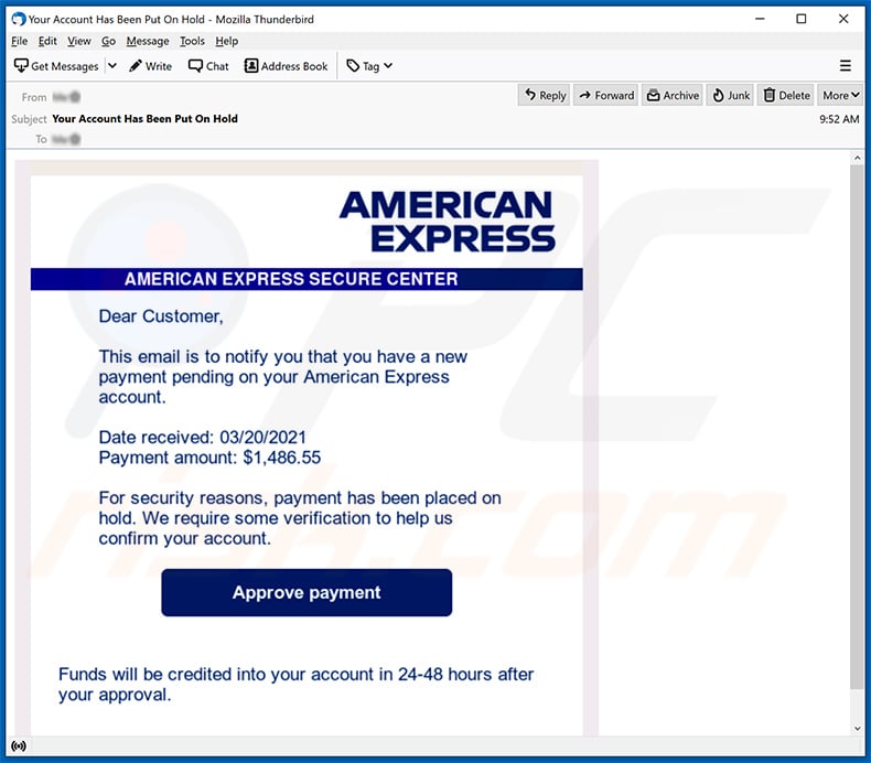 American Express spam email (2021-03-24)