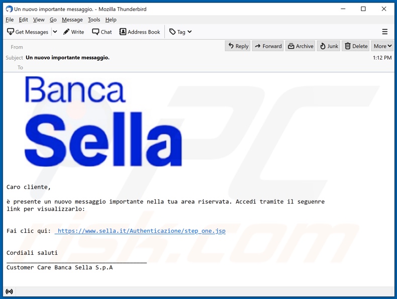 Banca Sella email spam campaign