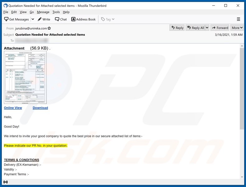 BAPATOH OFFSHORE SDN BHD email spam campaign