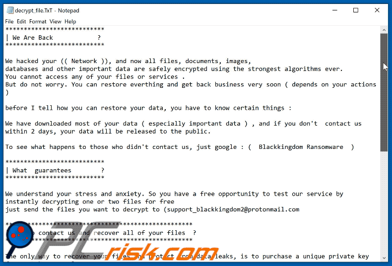 Black Kingdom ransomware text file GIF (decrypt_file.TxT)