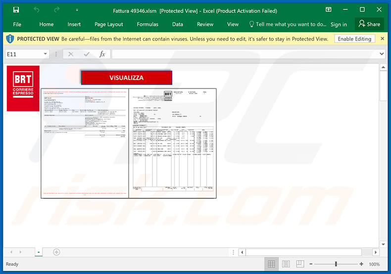 Malicious Excel doc (used to inject Ursnif) distributed via BRT S.P.A.-themed spam emails (2021-03-17)