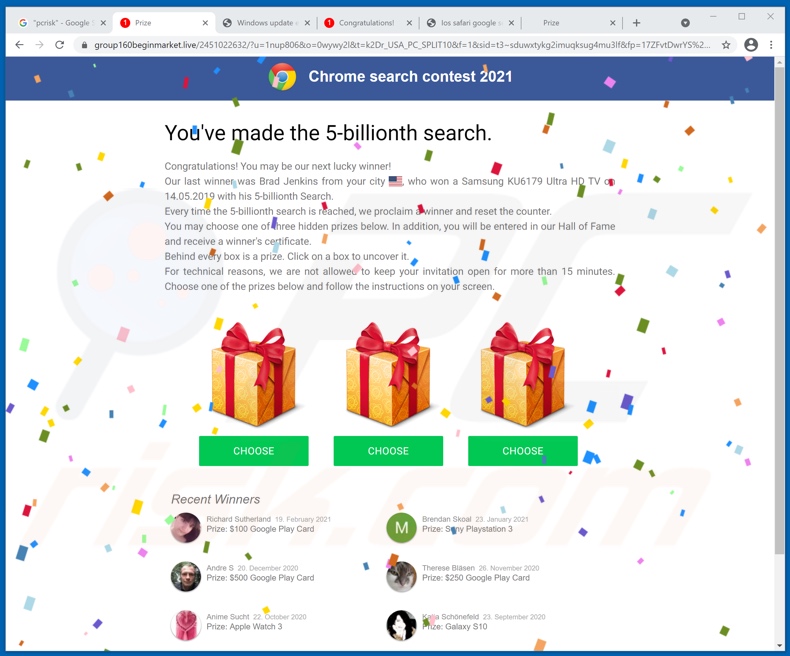 Chrome search contest 2021 scam