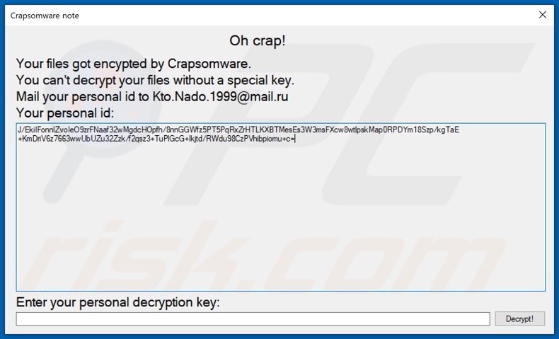 Crapsomware decrypt instructions (pop-up)