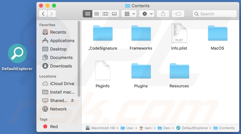 DefaultExplorer adware install folder