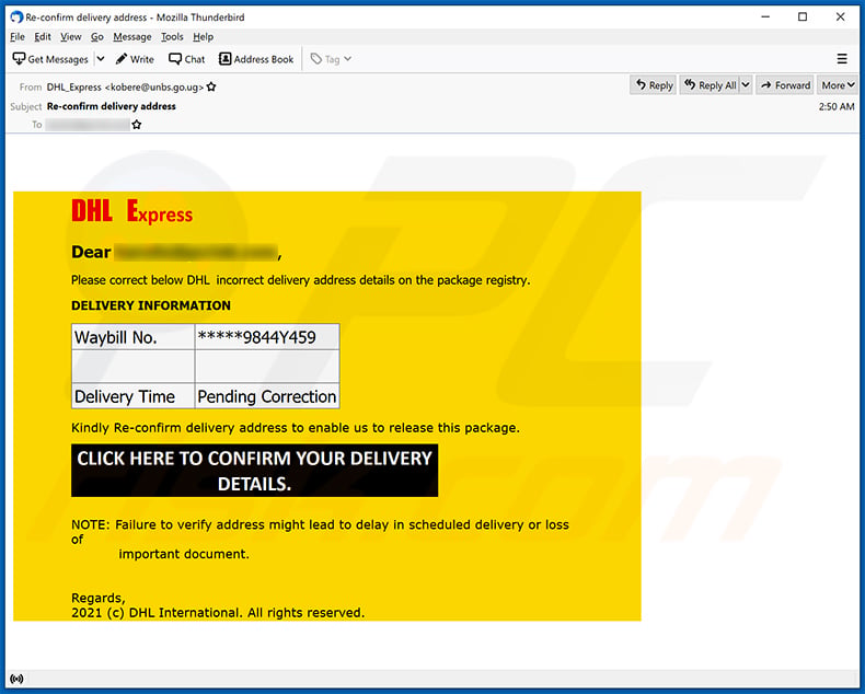 DHL Express-themed spam email (2021-03-24)