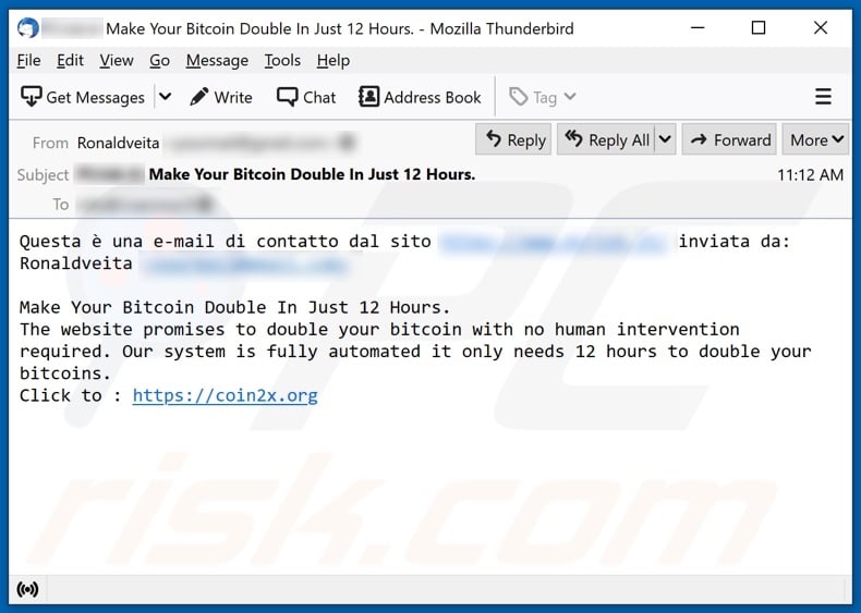 Double Your BTC email spam campaign