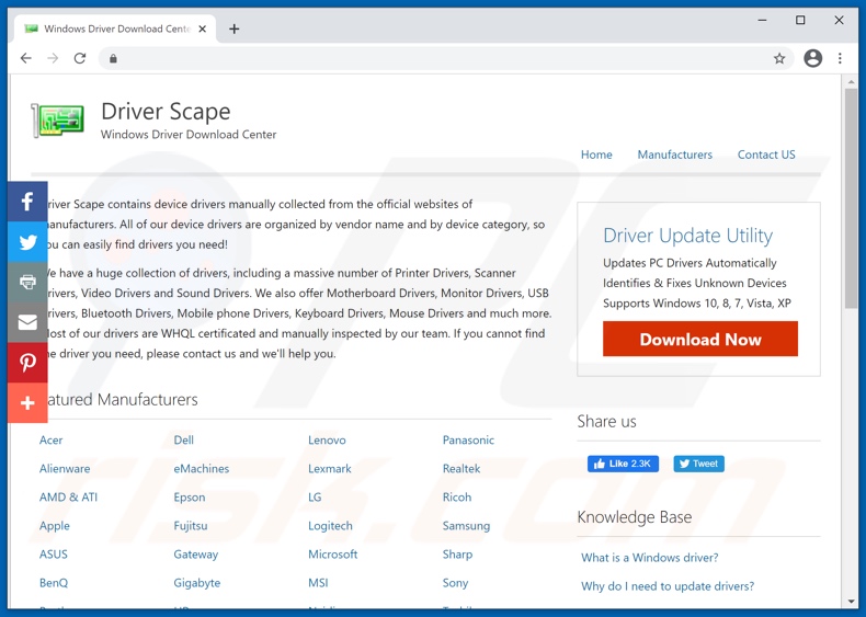 Website used to promote DriverToolkit PUA