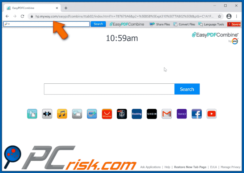 easypdfcombine browser hijacker hpmyway.com generates results