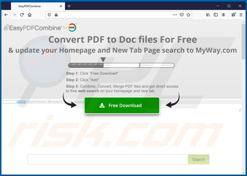 Website used to promote EasyPDFCombine browser hijacker