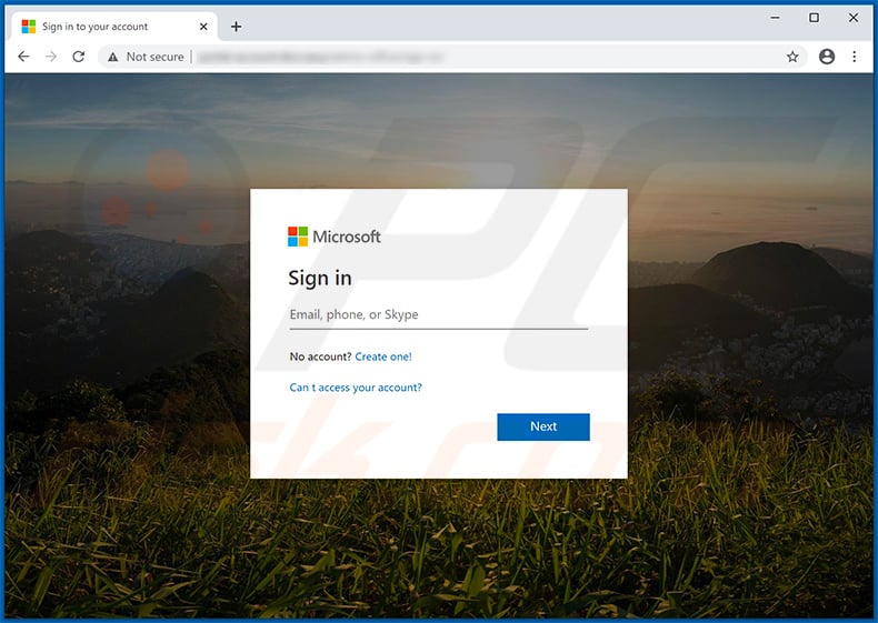 Fake Microsoft login website