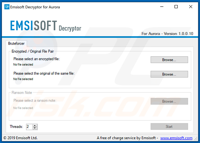 Emsisoft decryption tool for Aurora (CORONA LOCKER) ransomware
