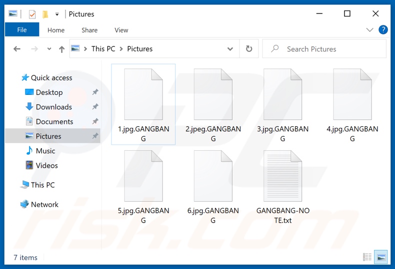 Files encrypted by GANGBANG ransomware (.GANGBANG extension)