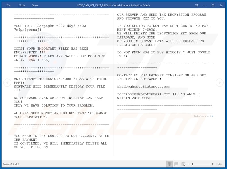 Ghost decrypt instructions (HOW_CAN_GET_FILES_BACK.rtf)