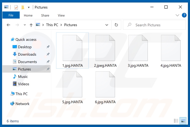 Files encrypted by HANTA ransomware (.HANTA extension)