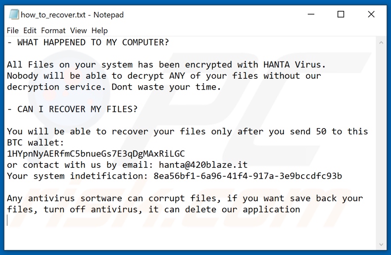 HANTA decrypt instructions (how_to_recover.txt)