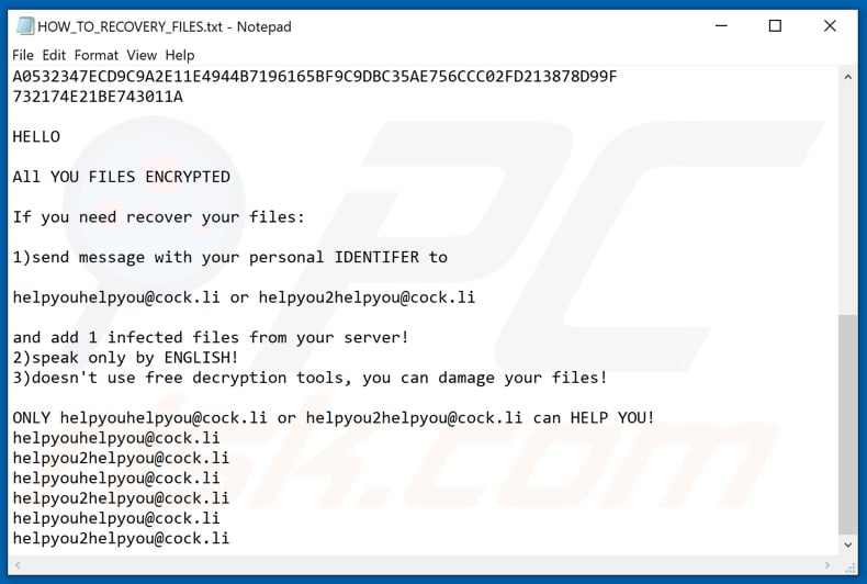 HelpYou decrypt instructions (HOW_TO_RECOVERY_FILES.txt)