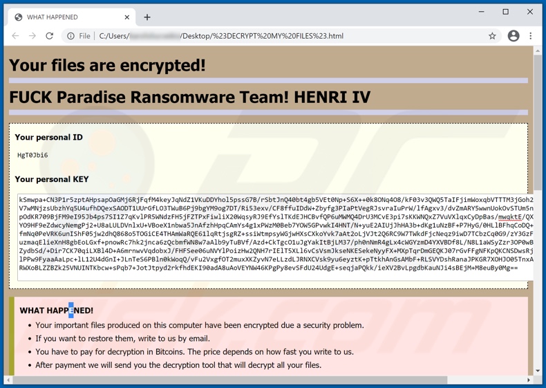 HENRI IV decrypt instructions (#DECRYPT MY FILES#.html)