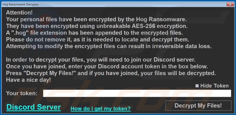 Hog decrypt instructions (DECRYPT-MY-FILES.exe)