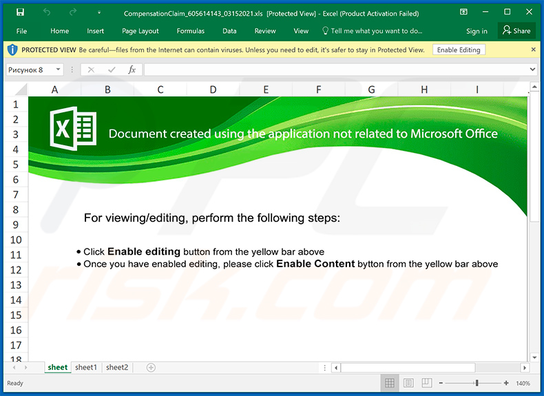 Malicious Microsoft Excel document designed to inject IcedID trojan