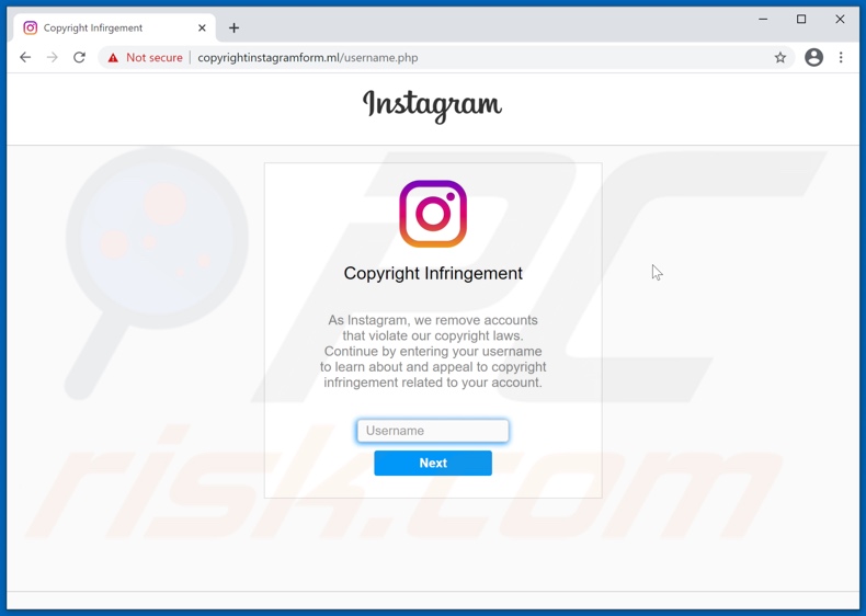 Instagram Copyright Infringement scam
