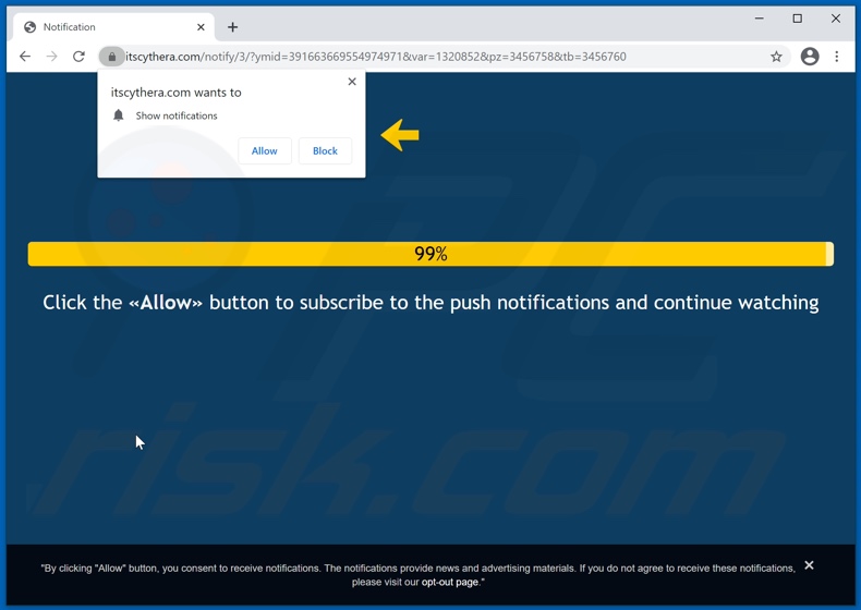 itscythera[.]com pop-up redirects