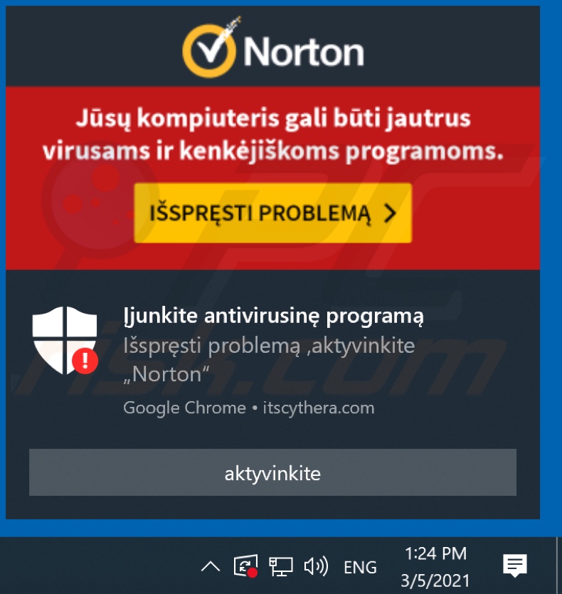 Advert delivered by itscythera[.]com