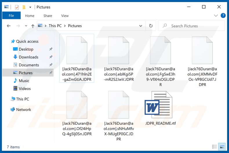 Files encrypted by JDPR ransomware (.JDPR extension)