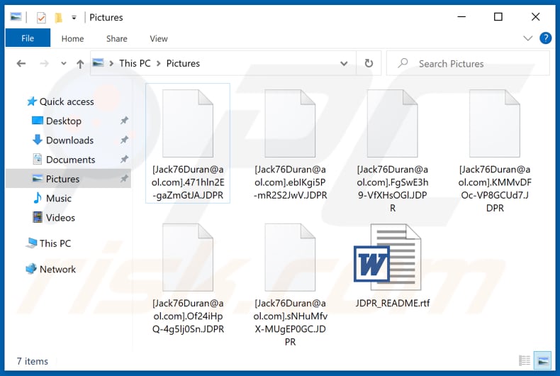 Files encrypted by JDPR ransomware (.JDPR extension)