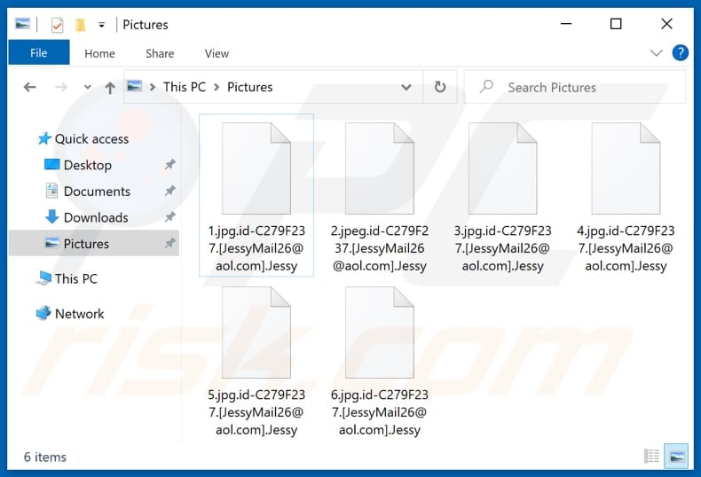 Files encrypted by Jessy ransomware (.Jessy extension)