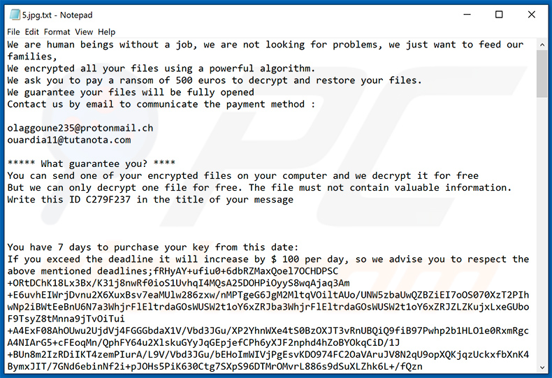 JobCrypter (Txt) ransom note