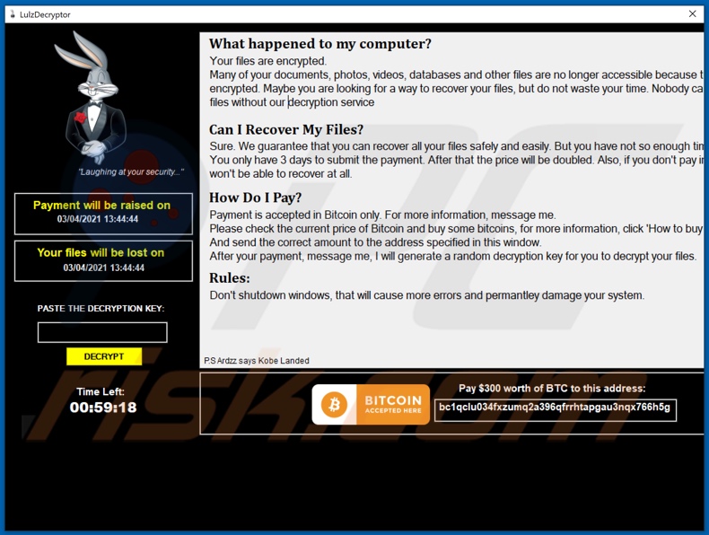 LulzDecryptor decrypt instructions (pop-up)