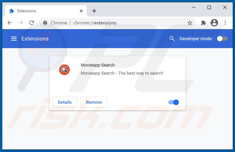 Removing search.movieapp.net related Google Chrome extensions