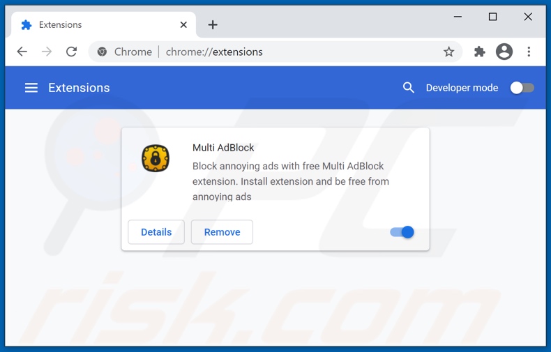 Removing Multi AdBlock ads from Google Chrome step 2