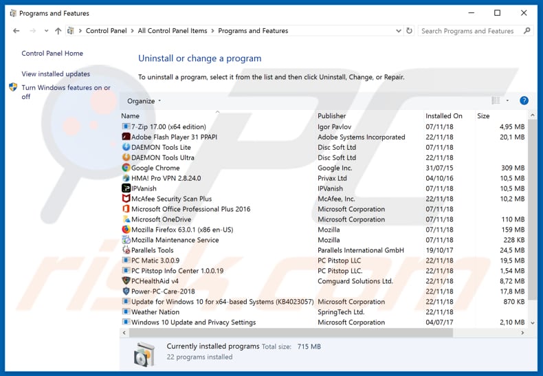 keysearchs.com browser hijacker uninstall via Control Panel
