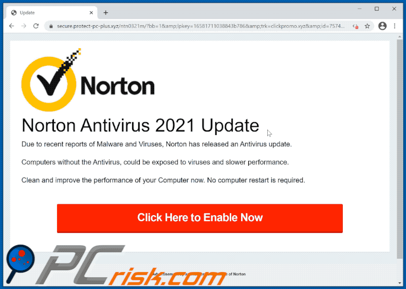 Appearance of Norton Antivirus 2021 Update scam (GIF)
