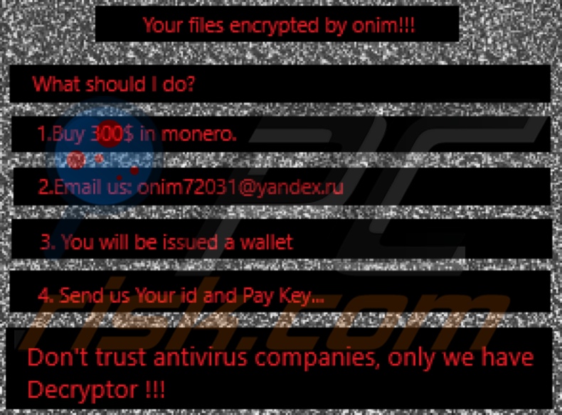 Onim ransomware wallpaper