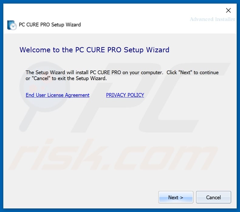 PC CURE PRO PUA installation setup