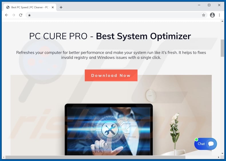 Website used to promote PC CURE PRO PUA