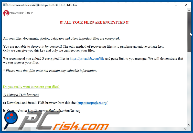 PROM ransomware pop-up GIF (RESTORE_FILES_INFO.hta)