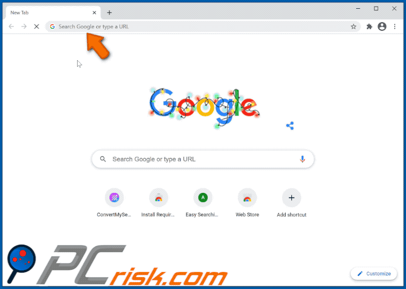 Search Button browser hijacker redirecting to Bing (GIF)