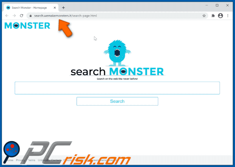 Search Monster browser hijacker promoting search.wemakemonsters.it (GIF)