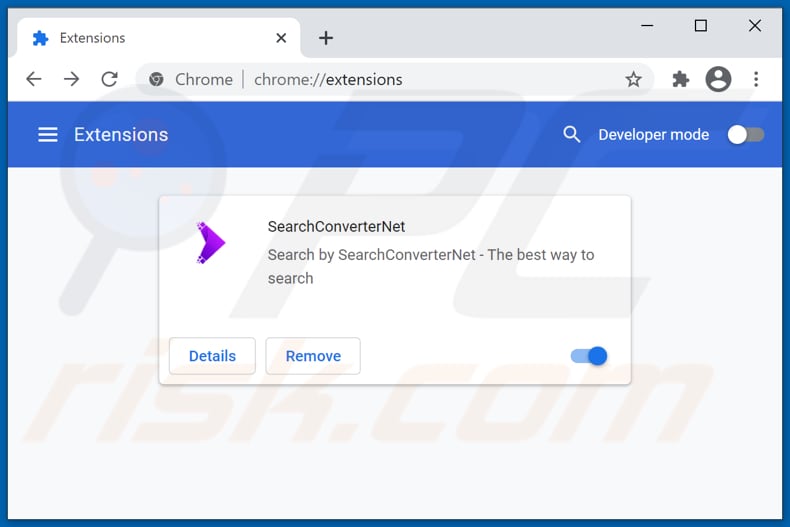 Removing searchconverternet.com related Google Chrome extensions