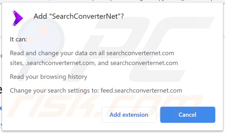 searchconverternet browser hijacker notification