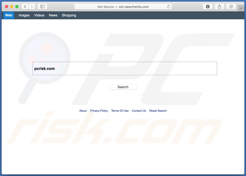 searcher4u.com browser hijacker on a Mac computer
