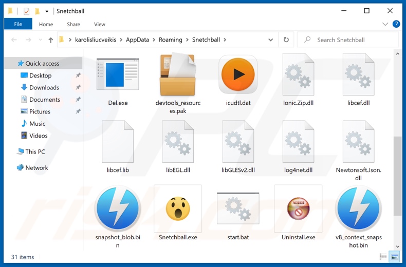 SketchBall adware installation folder
