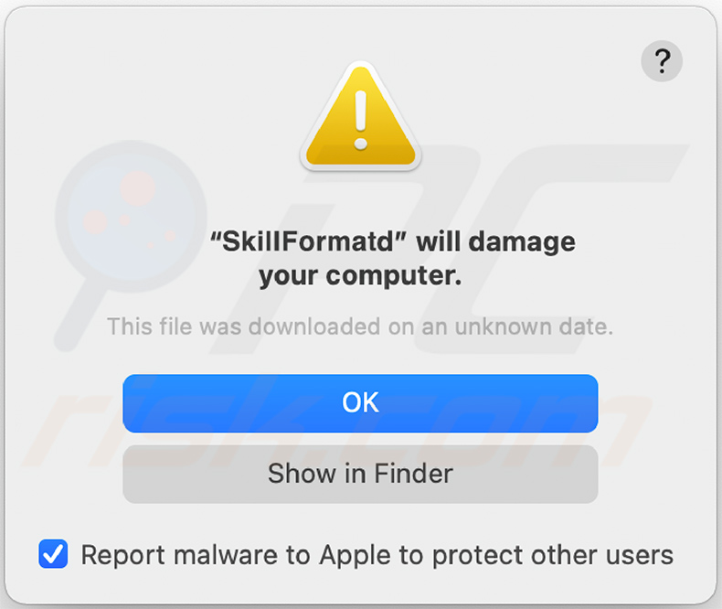 SkillFormat adware warning pop-up