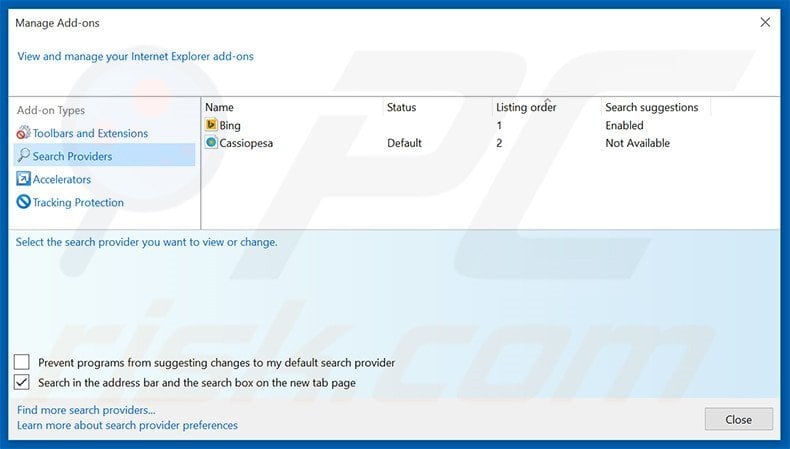 Removing srch.bar from Internet Explorer default search engine